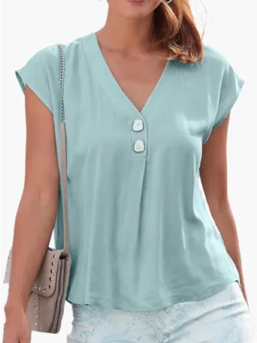 VENUS x LASCANA Lightweight Mint Blue Top Size M 100% Viscose